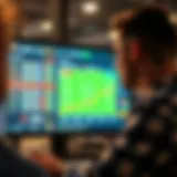 Strategic football betting analysis on a digital screen