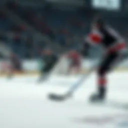 Dynamic action on the ice showcasing key player movements