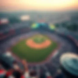 An aerial view of a vibrant baseball stadium filled with fans during a Mexican baseball game