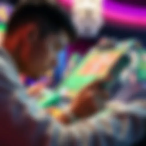 User engaging with an online casino app interface