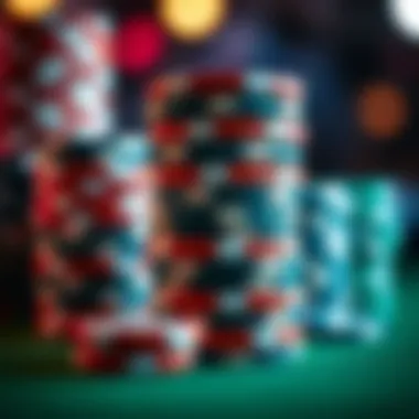 Close-up of poker chips stacked strategically