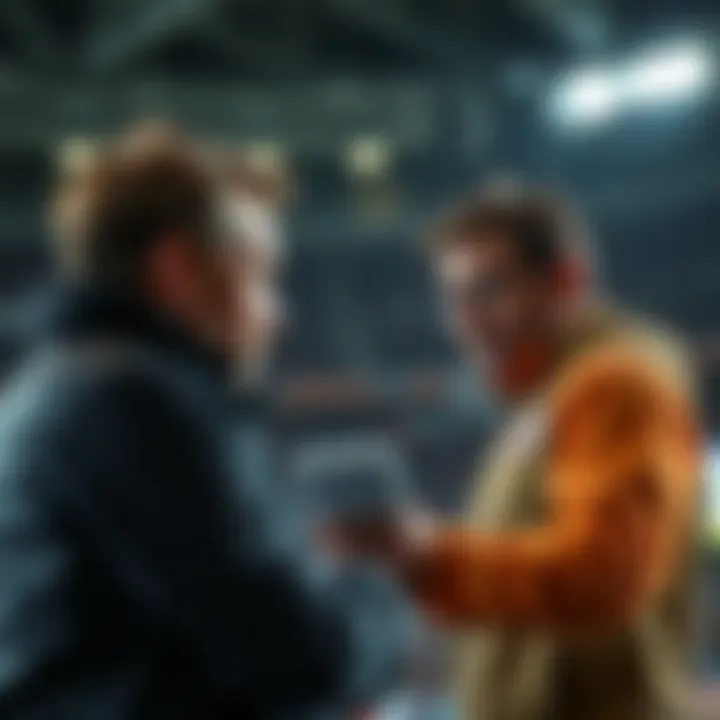 Coach's Analysis of Player Performance Coach analyzing player performance