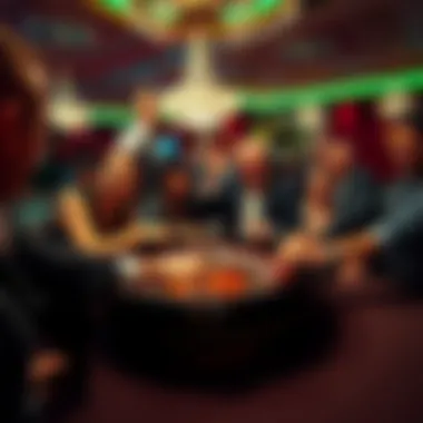 Casino Setting with Enthusiastic Roulette Players A joyful gathering of players enjoying a roulette game at a casino