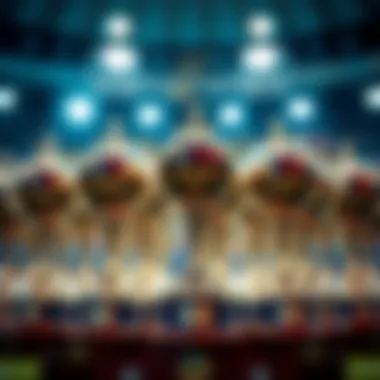 Trophy display from international soccer tournaments