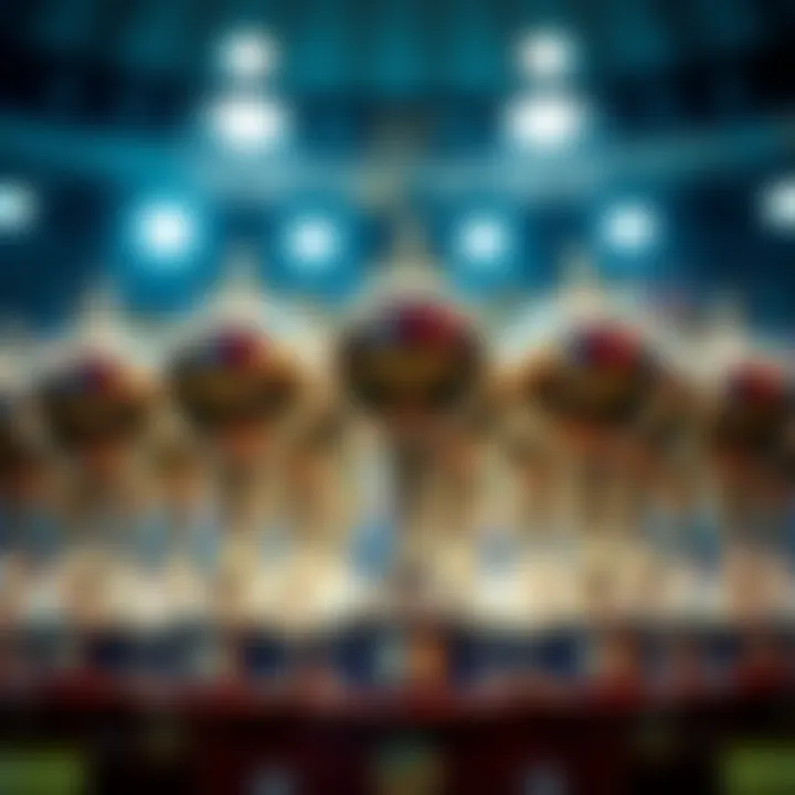 Trophy display from international soccer tournaments