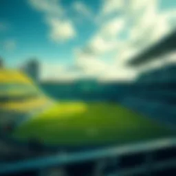 An iconic view of the Wimbledon Centre Court showcasing its lush green grass and traditional architecture