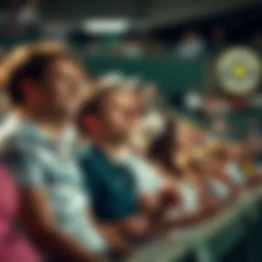 Engaged Spectators at Wimbledon An audience engaged in the thrilling atmosphere of a Wimbledon match, capturing the essence of spectator experience